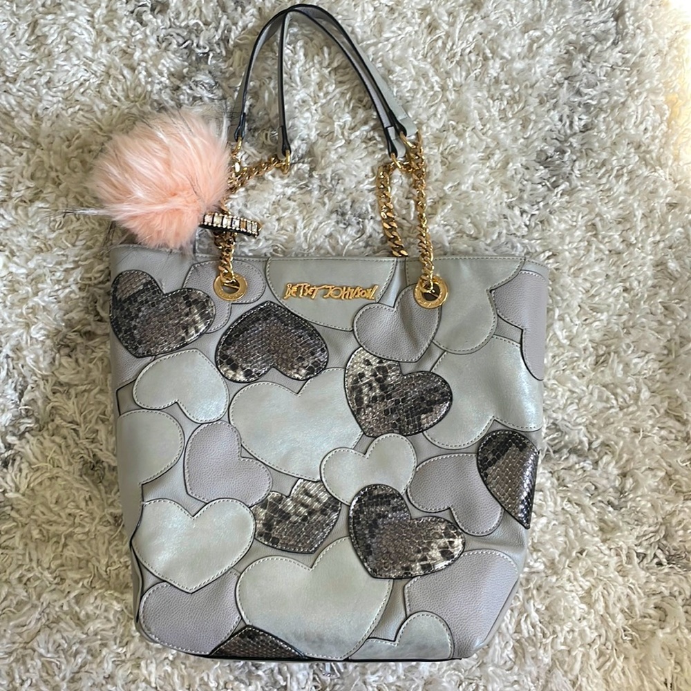 Betsy Johnson Grey Heart Purse